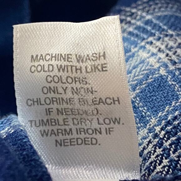 J Jill Womens Size XS Blue Plaid Blouse Top Back Buttons Cotton Boat Neck - Picture 10 of 10